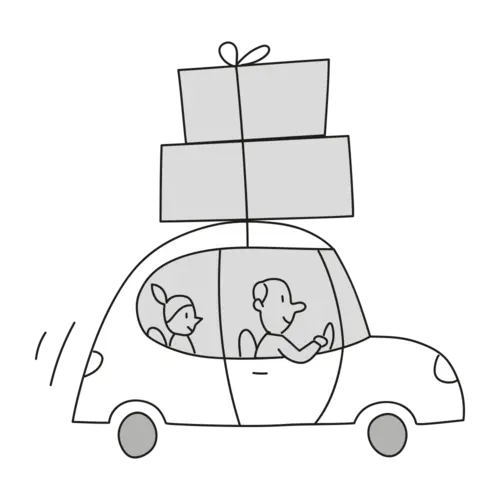 © Daniel Jennewein / RKW Kompetenzzentrum Illustration mit einem vollbeladenen Auto